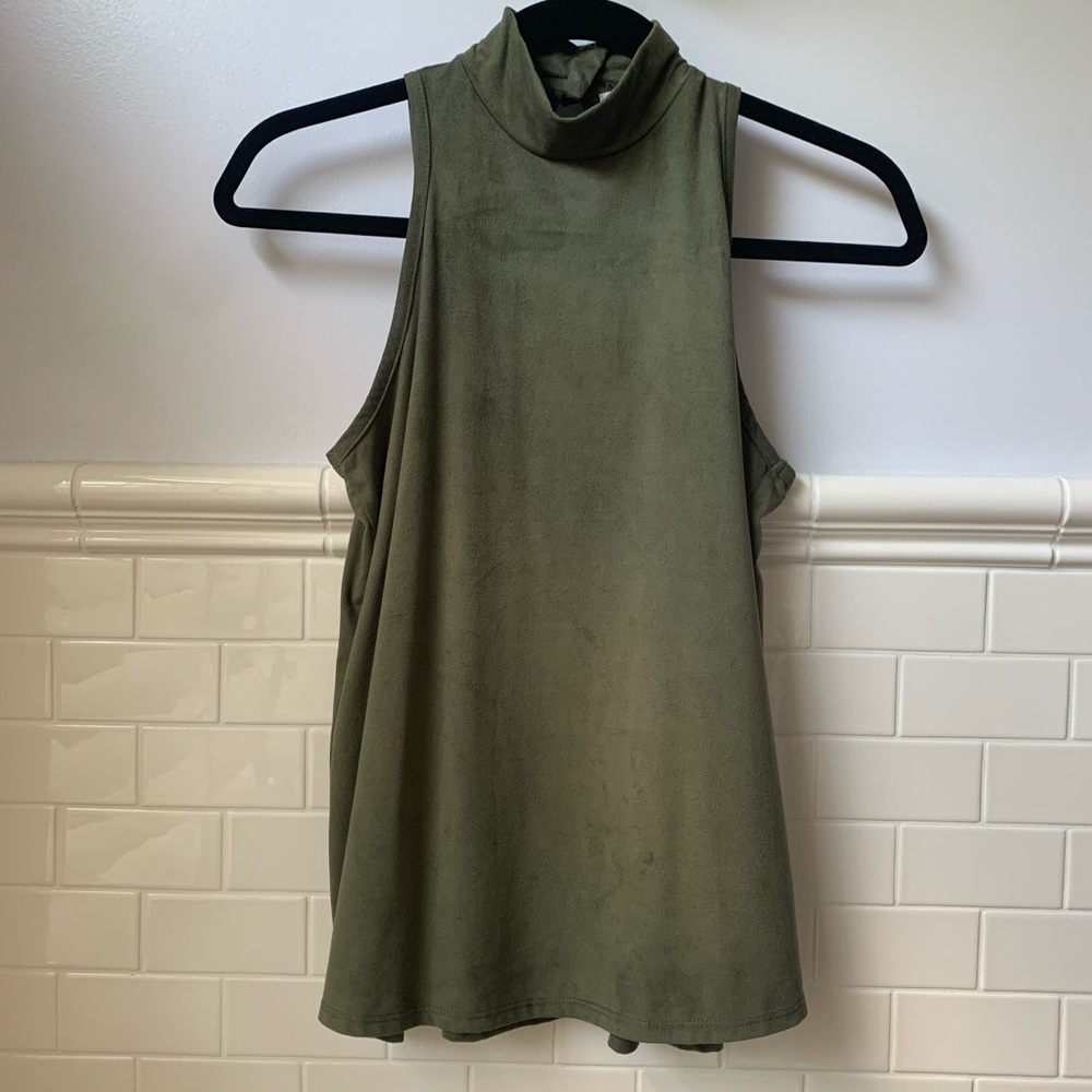 Faux Suede Mock Neck Tank